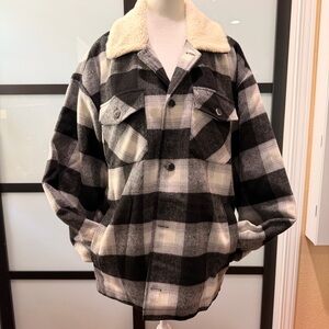 Forever 21 Monochrome black&White Plaid Jacket with Cream Collar M
